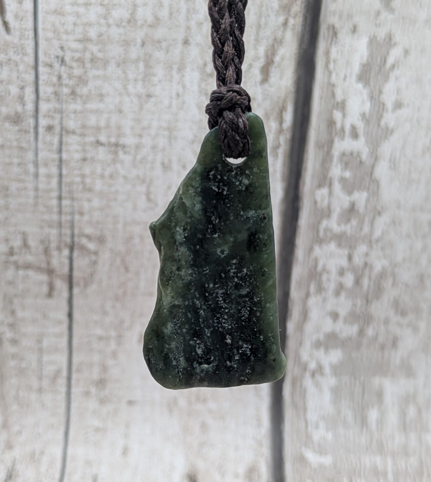Tumble polished New Zealand Pounamu Jade Necklace – Raw Greenstone Offcut crystal Pendant on Cord, simple spiritual jewellery.