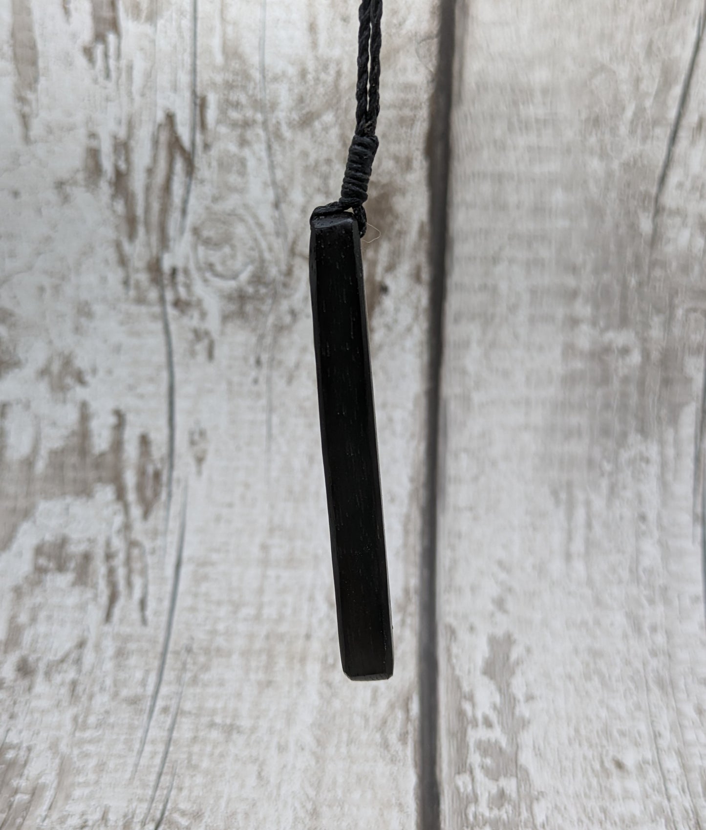 Fenland bog oak roimata pendant with NZ pounamu Greenstone.