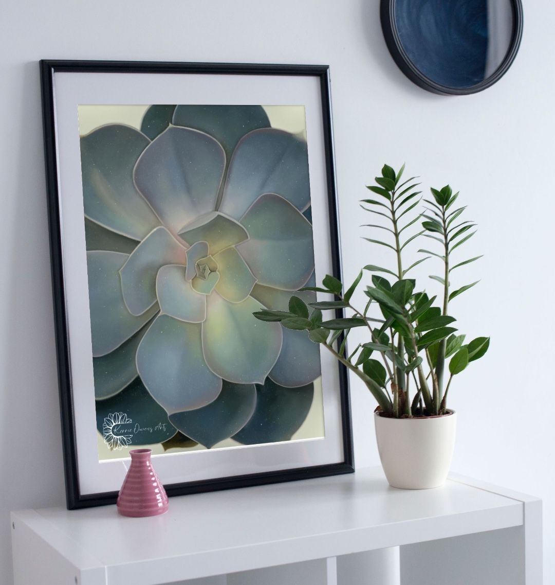 Green ombré succulent poster print.