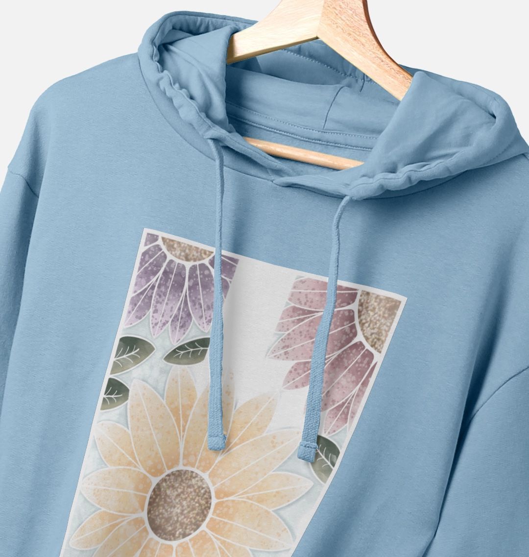 Unisex sunflower banner motif hoodie