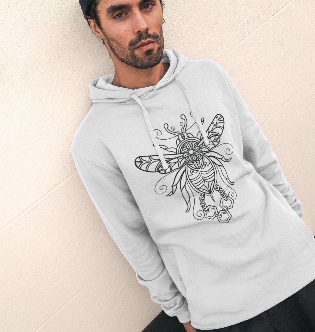 Unisex black lined gilded bumblebee, hoodie.