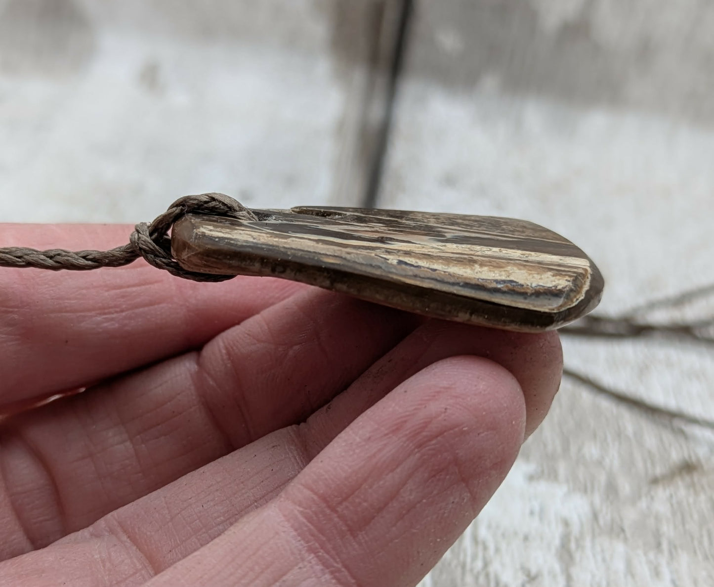 Mammoth ivory tusk fossil roimata teardrop pendant.