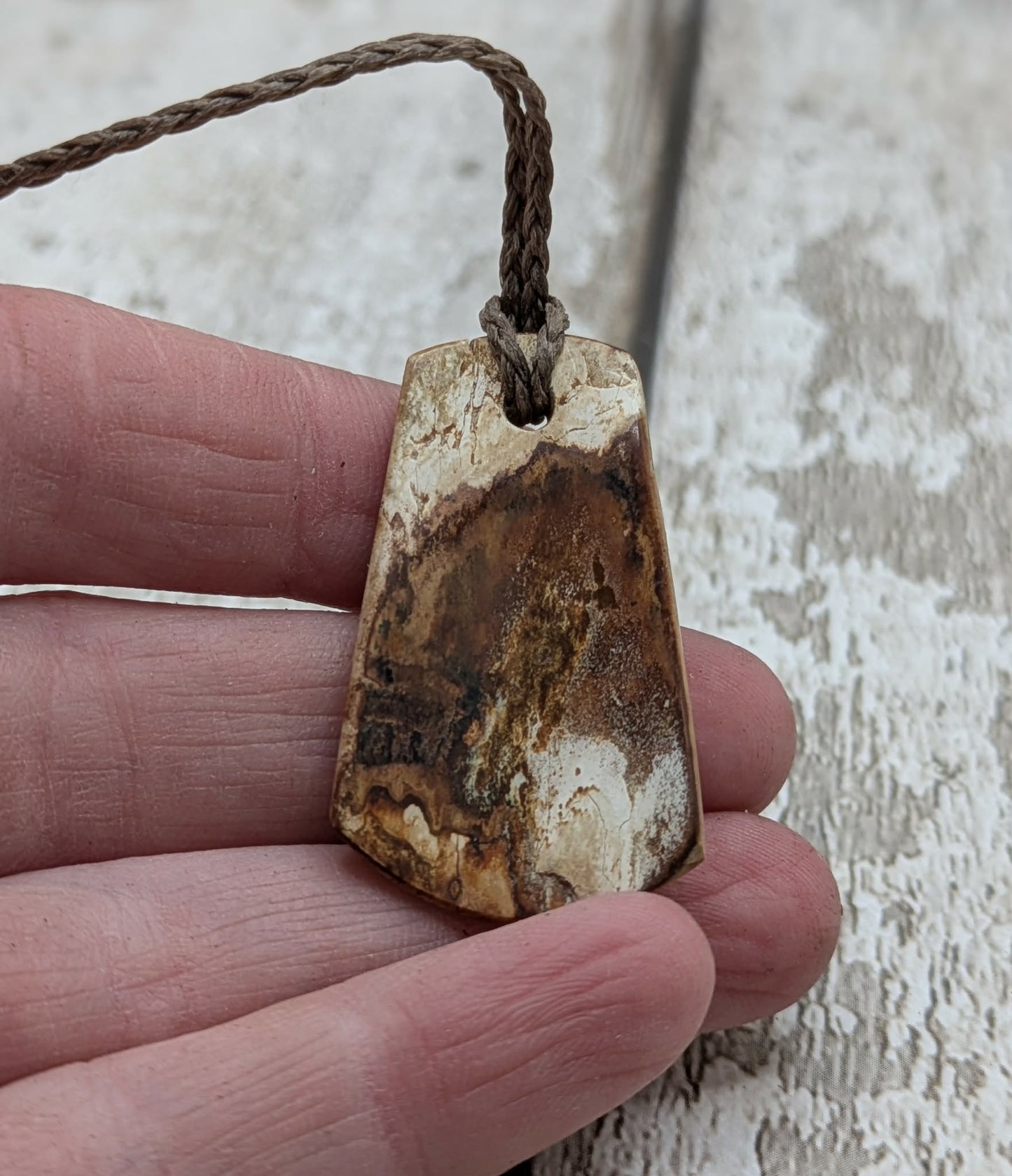 Mammoth ivory tusk fossil roimata tear drop pendant.