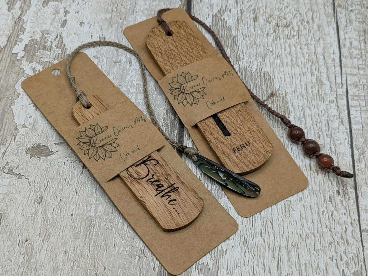 Handmade oak wood fehu rune bookmark.
