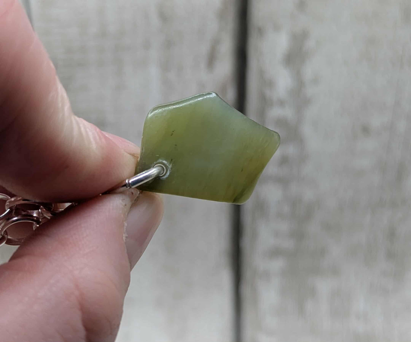 Made to order, New Zealand Pounamu jade tumbled stone on silver belcher chain.