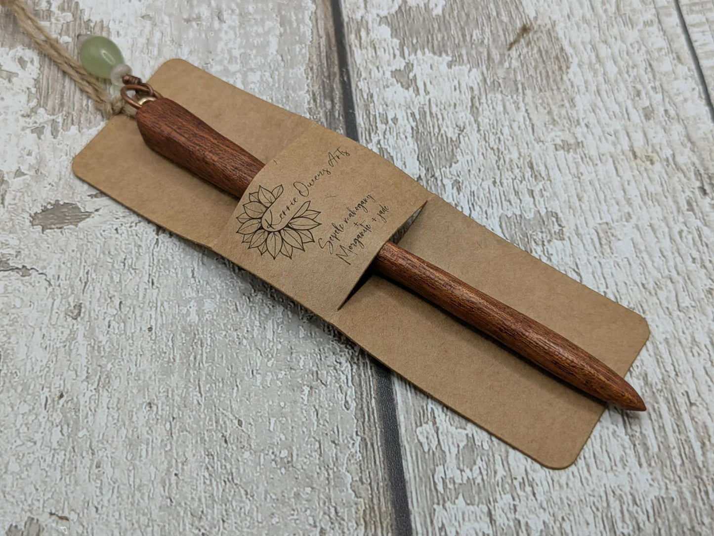 Sepele mahogany wood hair pin with serpentine charm