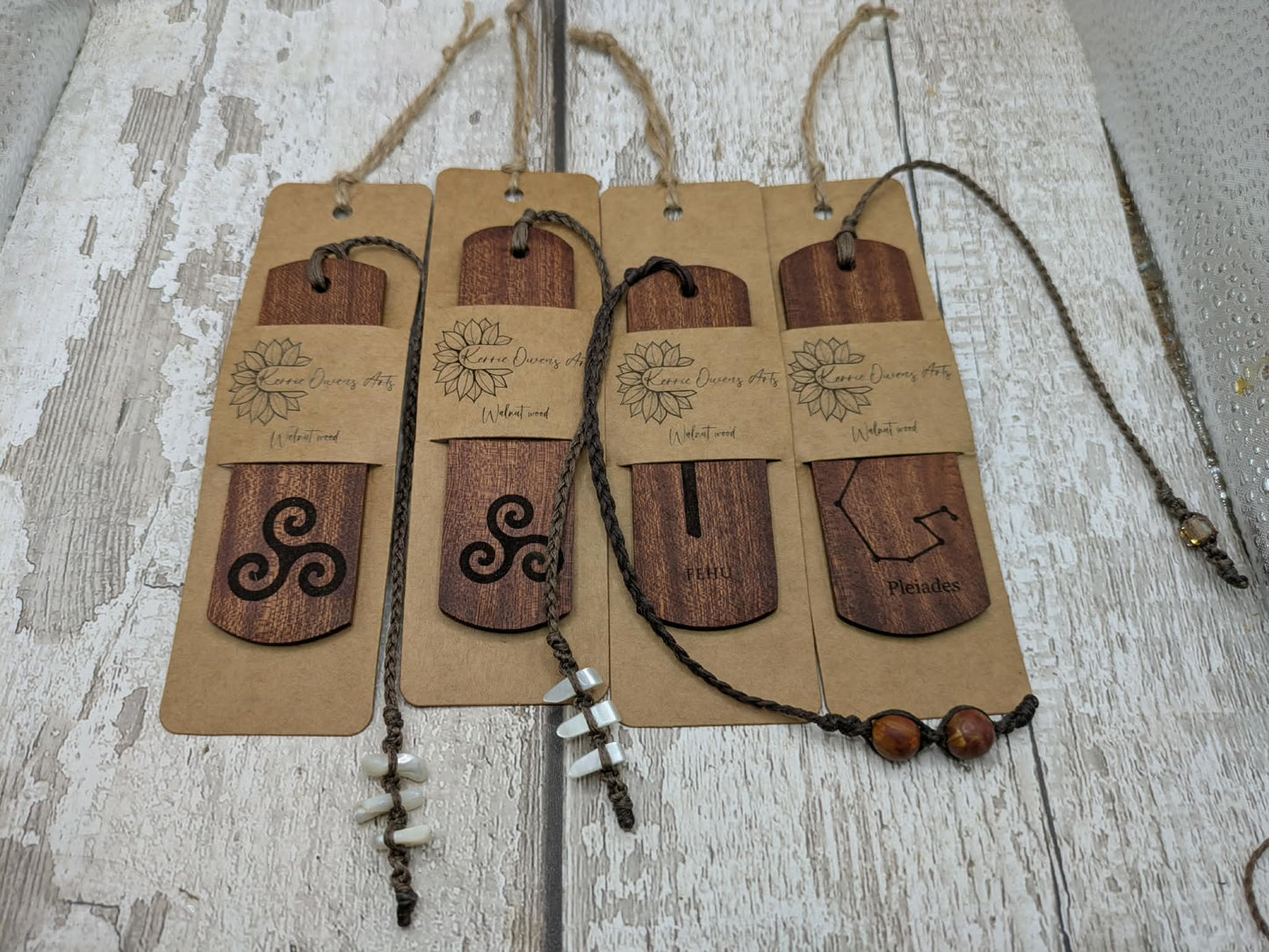 Walnut wood hand made bookmark with laser printed bumble bee design.