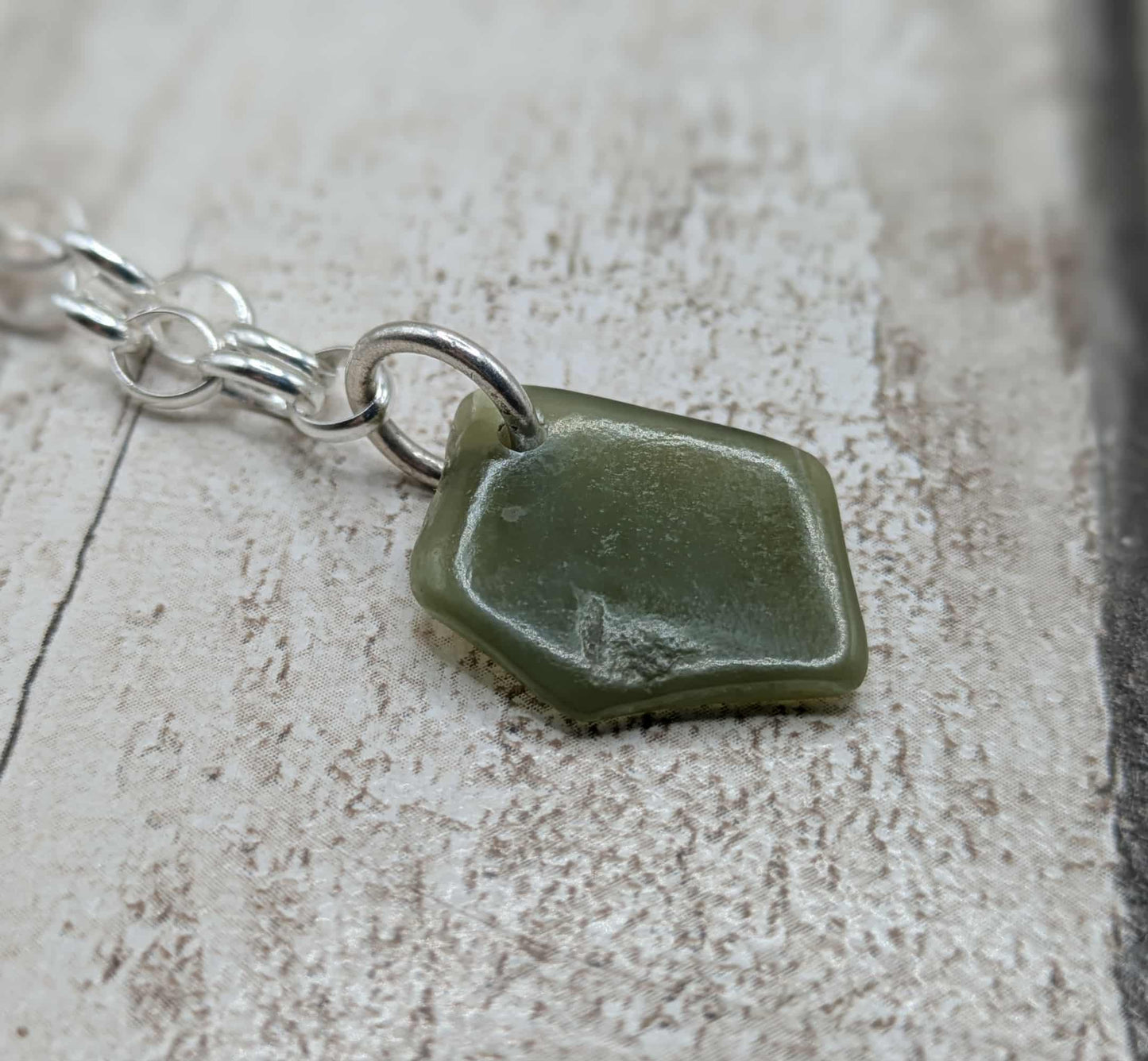 Made to order, New Zealand Pounamu jade tumbled stone on silver belcher chain.
