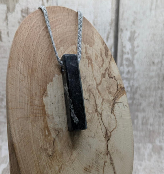 Small NZ Pounamu Nephrite Jade Rectangular Pendant – Side-Drilled Minimalist Greenstone Necklace, spiritual crystal.