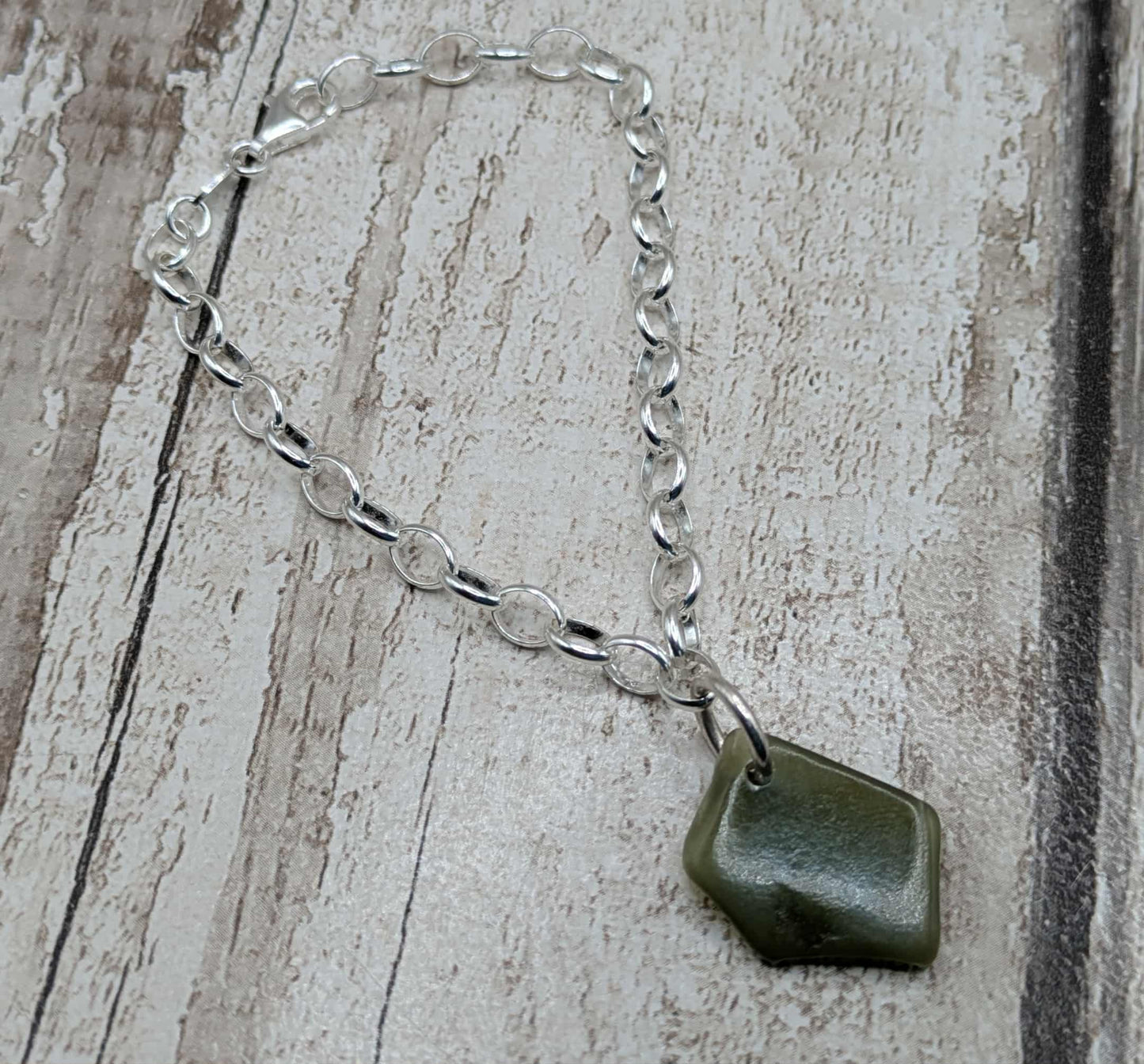 Made to order, New Zealand Pounamu jade tumbled stone on silver belcher chain.