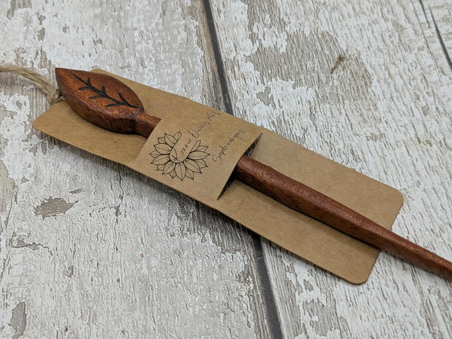 Sepele mahogany leaf hair stick.