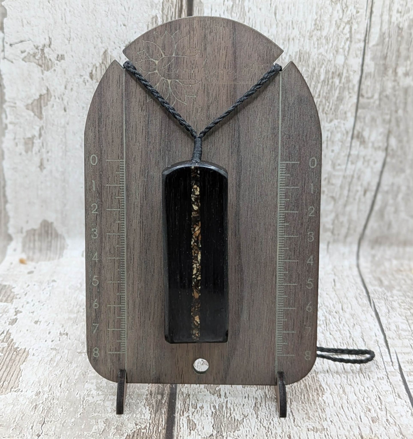 Fenland bog oak and mammoth ivory Toki adze style pendant.