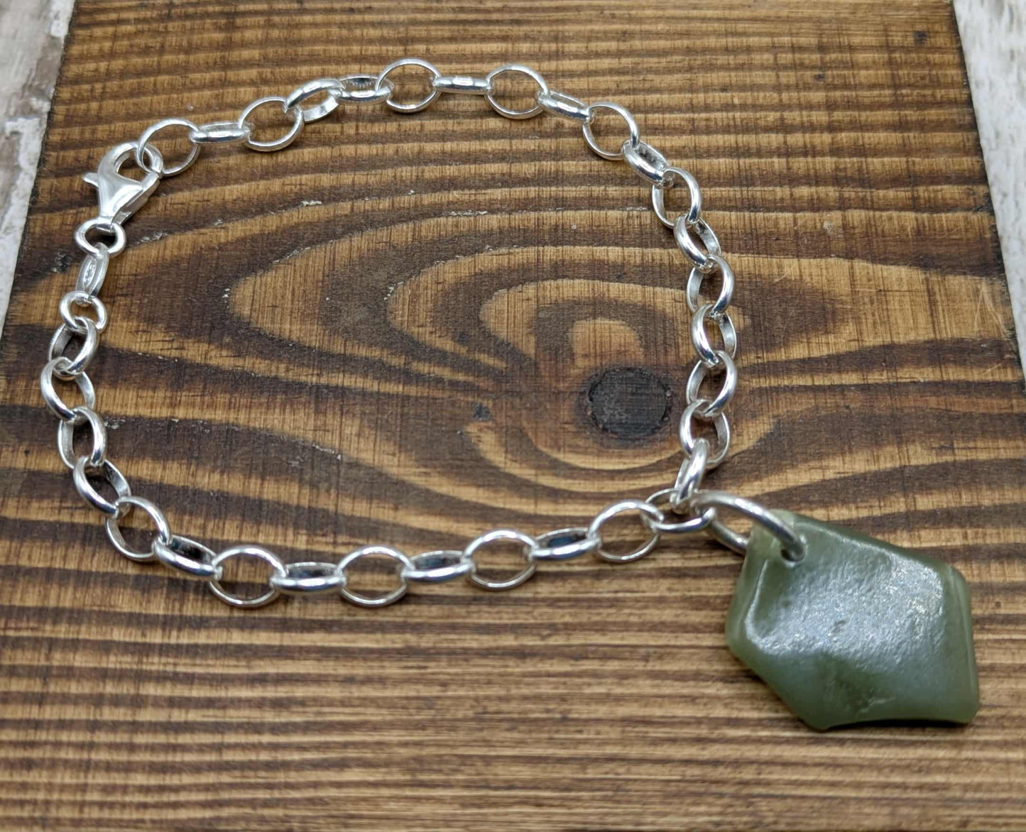 Made to order, New Zealand Pounamu jade tumbled stone on silver belcher chain.
