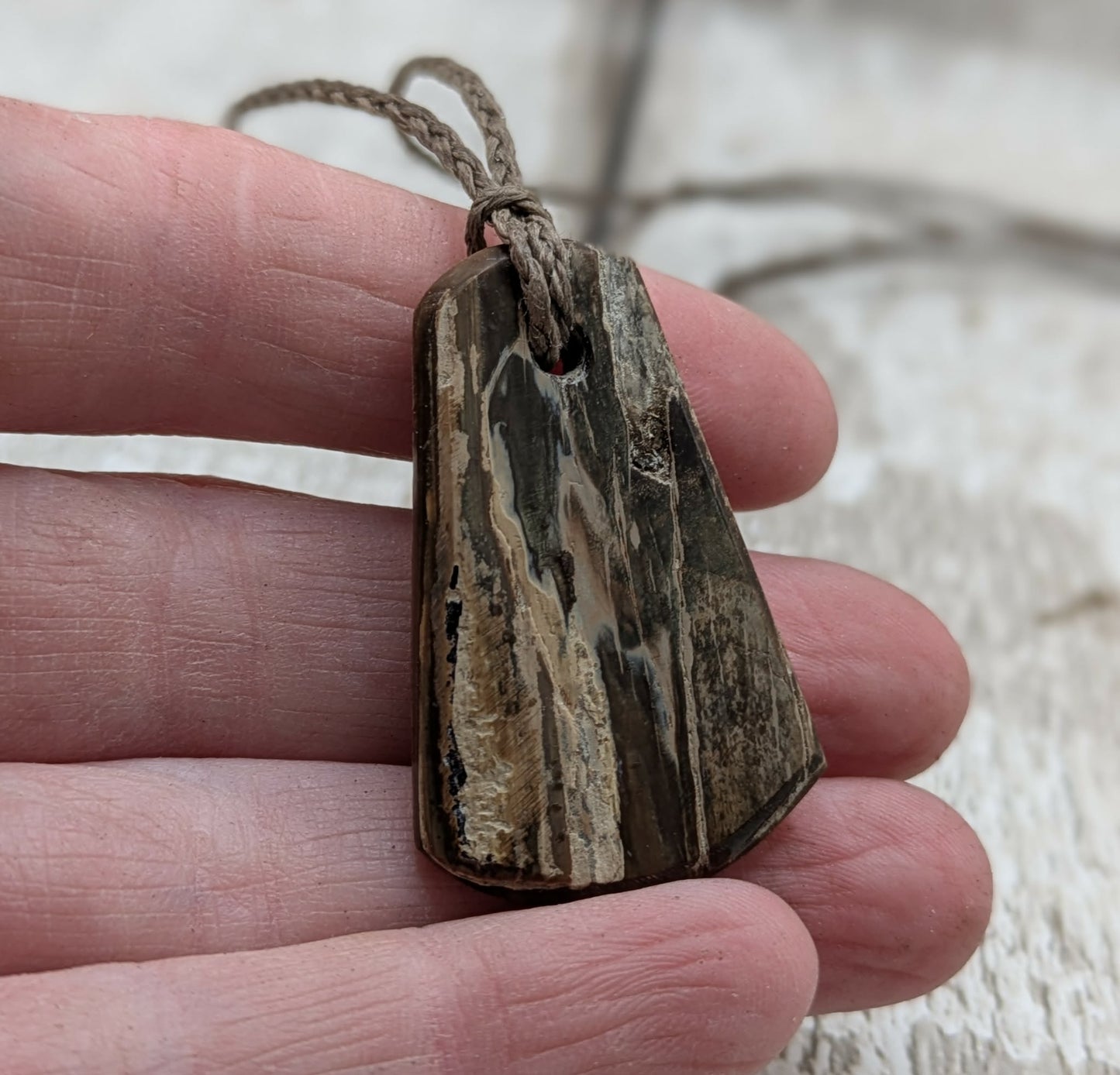 Mammoth ivory tusk fossil roimata teardrop pendant.