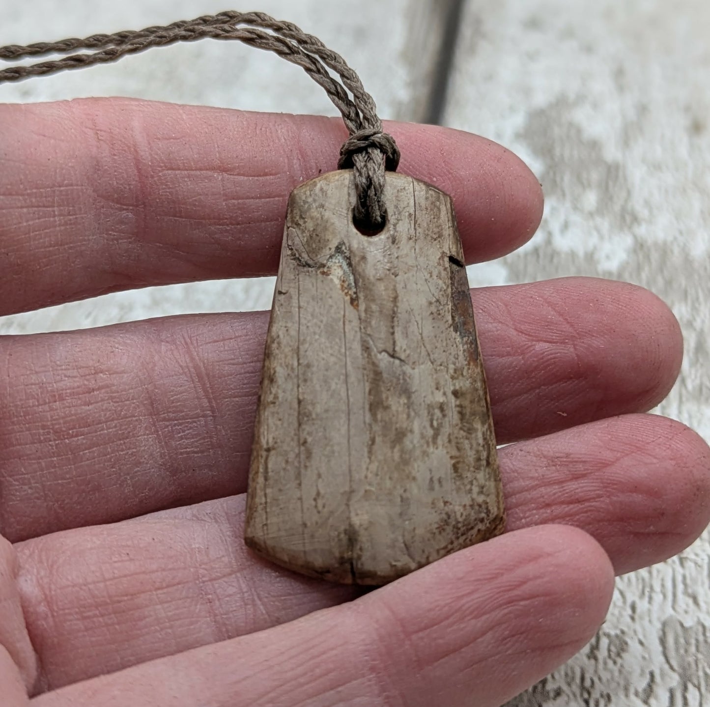 Mammoth ivory tusk fossil roimata tear drop pendant.
