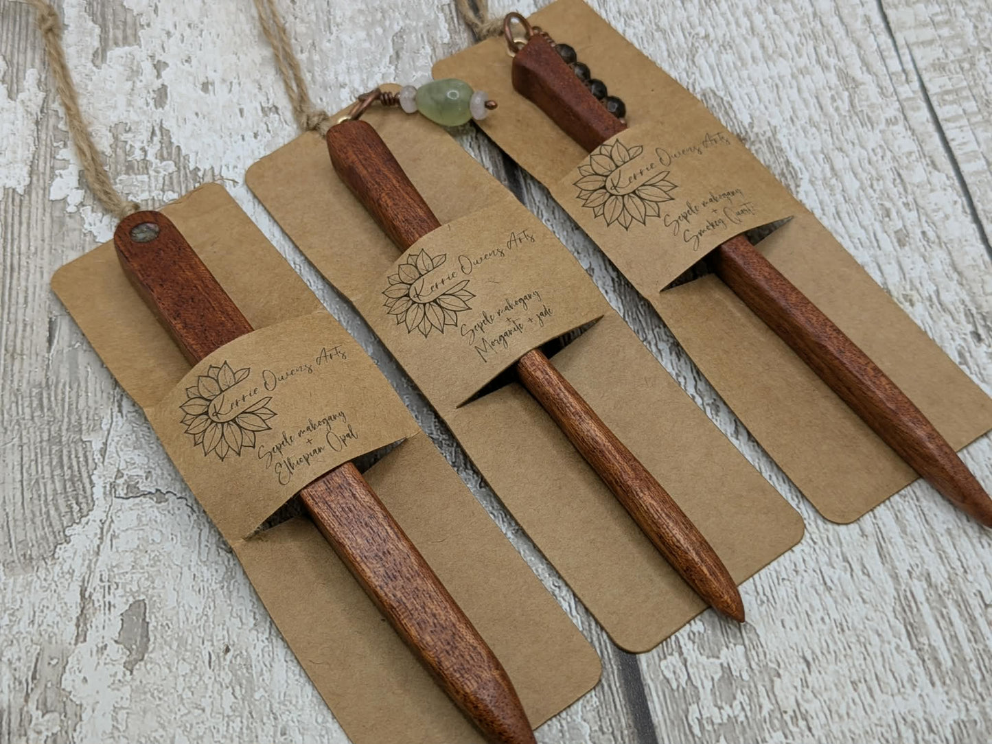 Sepele mahogany leaf hair stick.