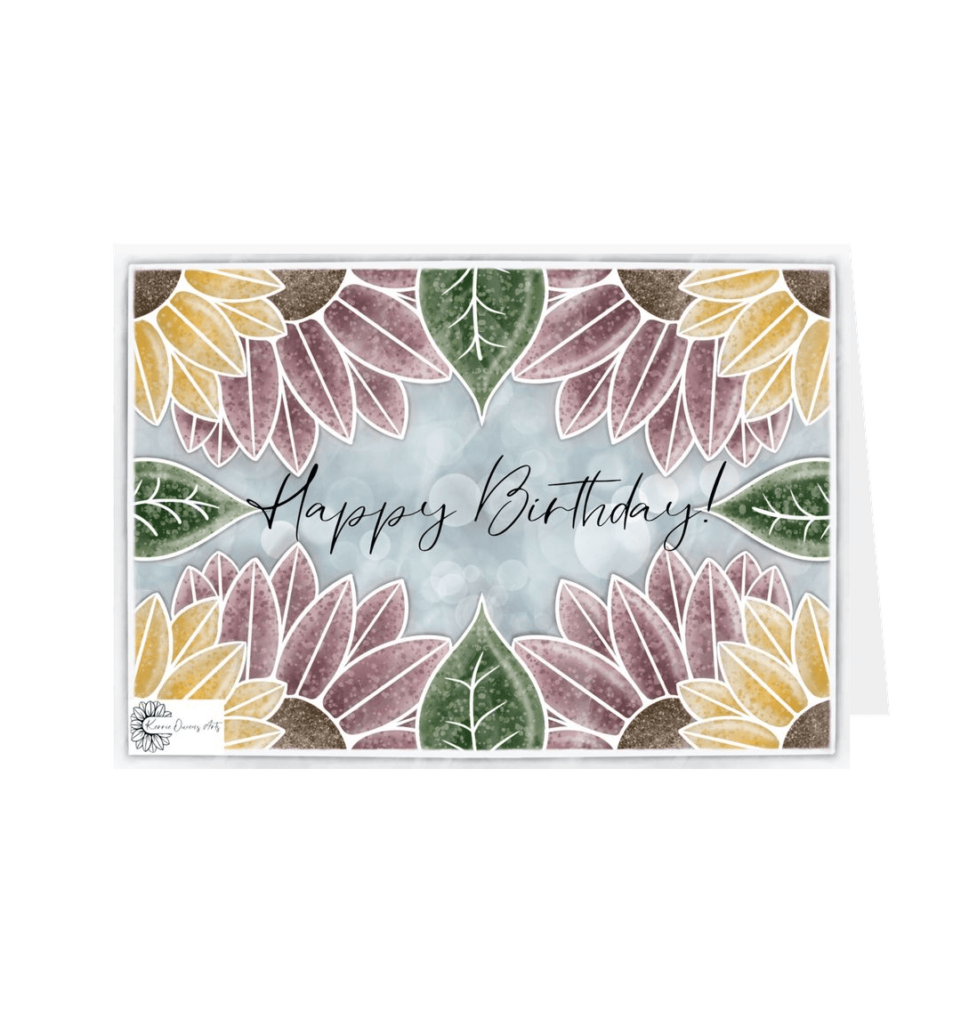 White Sunflowers Birthday greetings card.