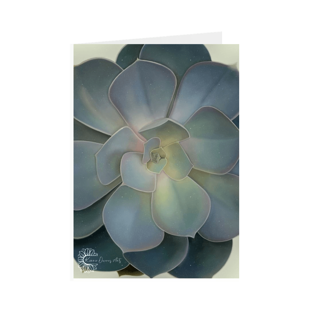 White Full green ombr\u00e9 succulents greeting card.