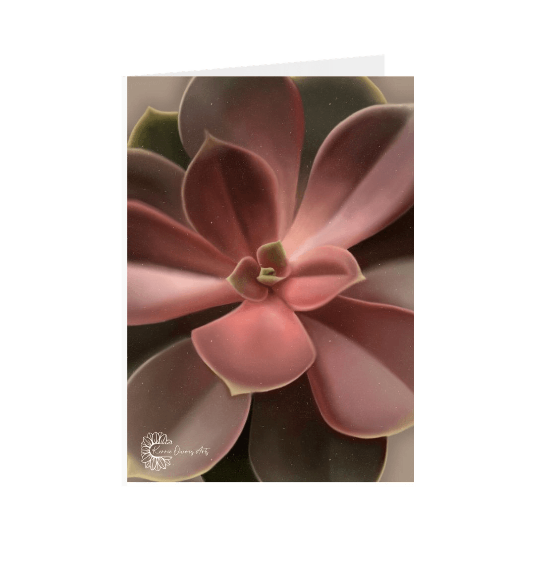 White Red ombre succulent greetings card