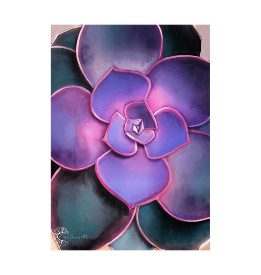 White Pink to purple ombr\u00e9 succulent poster print.