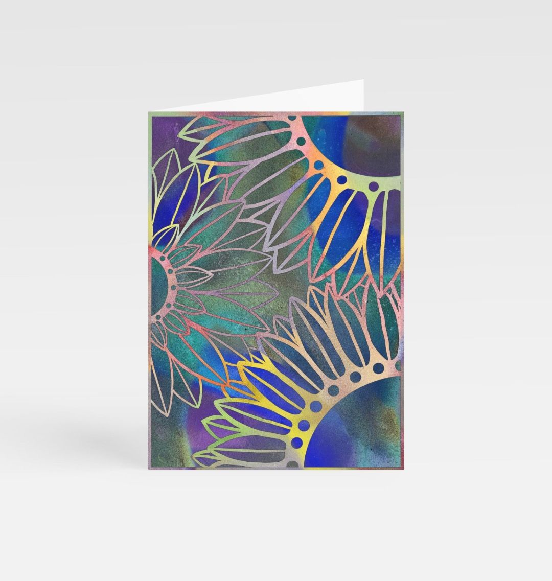 Neon sunflowers greeting cards.