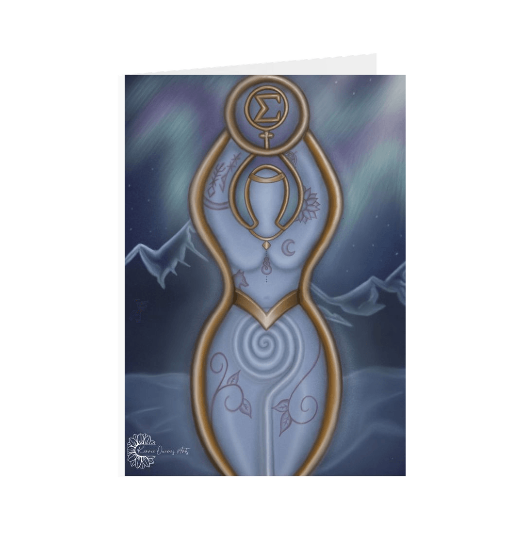 White The sigma goddess greetings card.