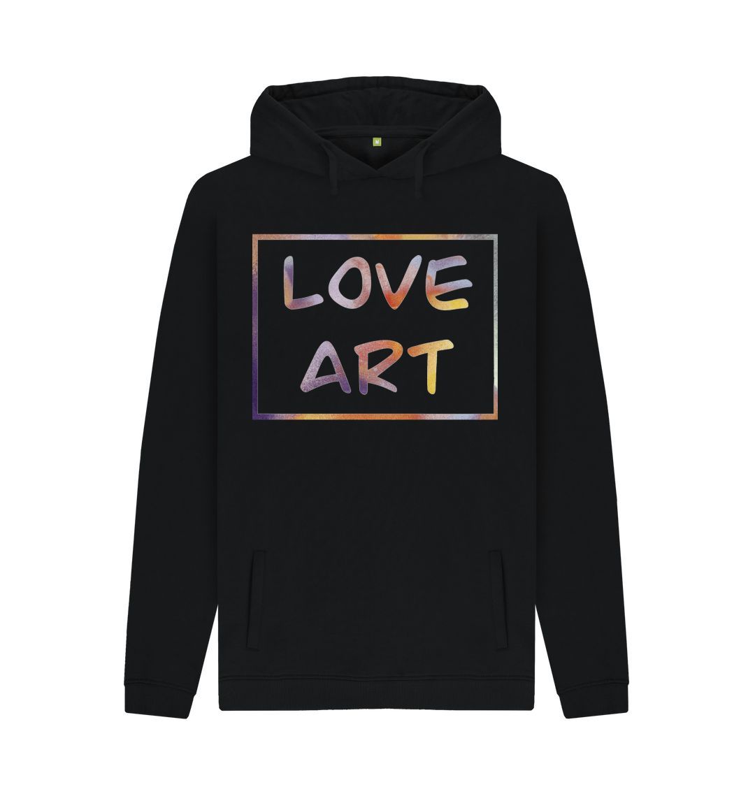 Black Unisex love art hoodie.