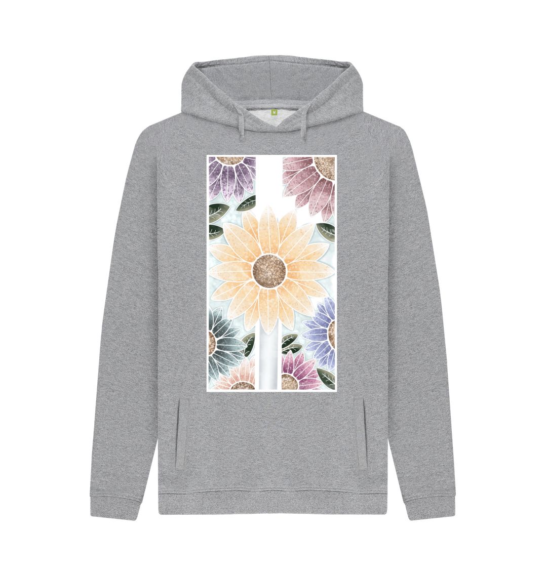 Light Heather Unisex sunflower banner motif hoodie