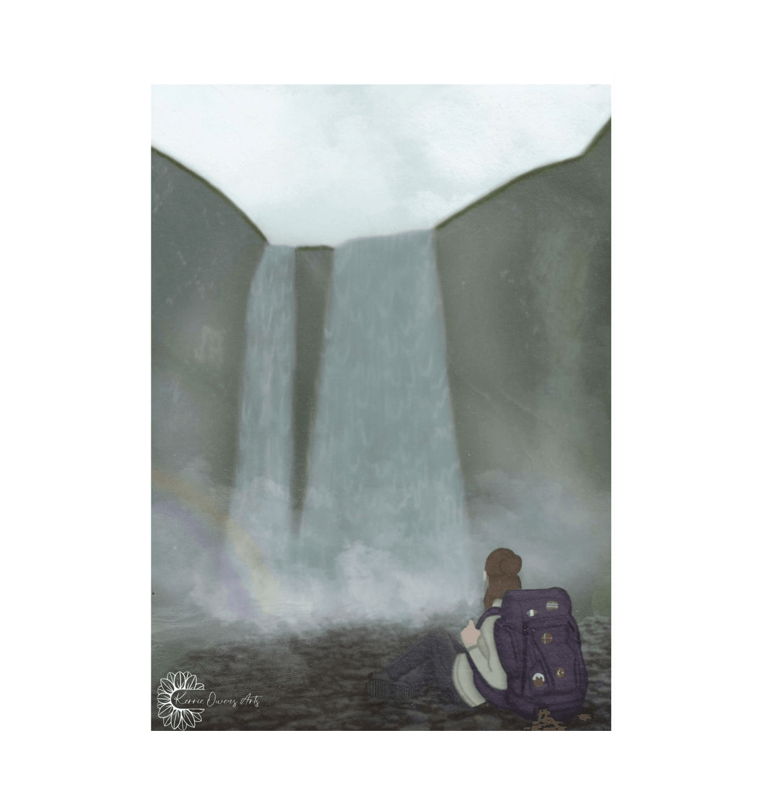 White Reflection at skogafoss portrait.