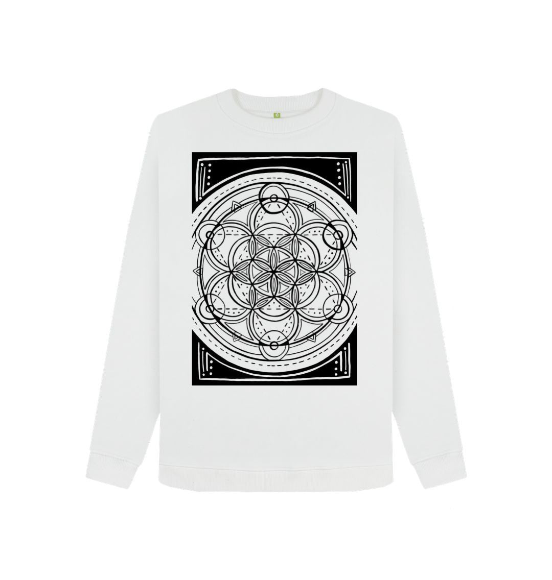 White Ladies geometric flower of life sweatshirt.