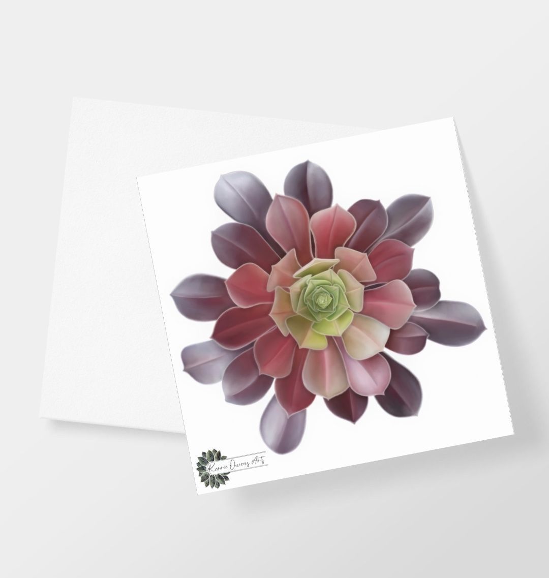 Red and purple ombré succulent greetings card.