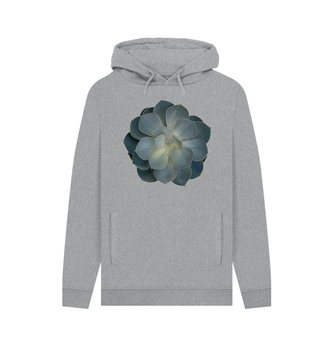 Light Heather Unisex green ombr\u00e9 succulent hoodie.