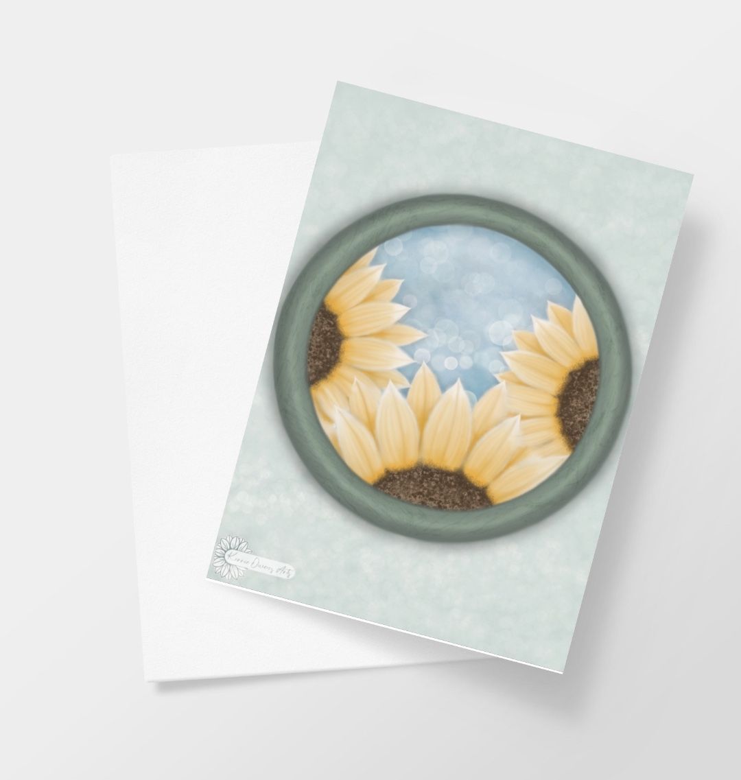 Triple sunflowers greetings cards.