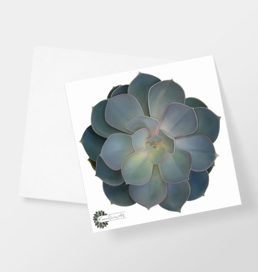 Green ombré succulent plant greetings card.