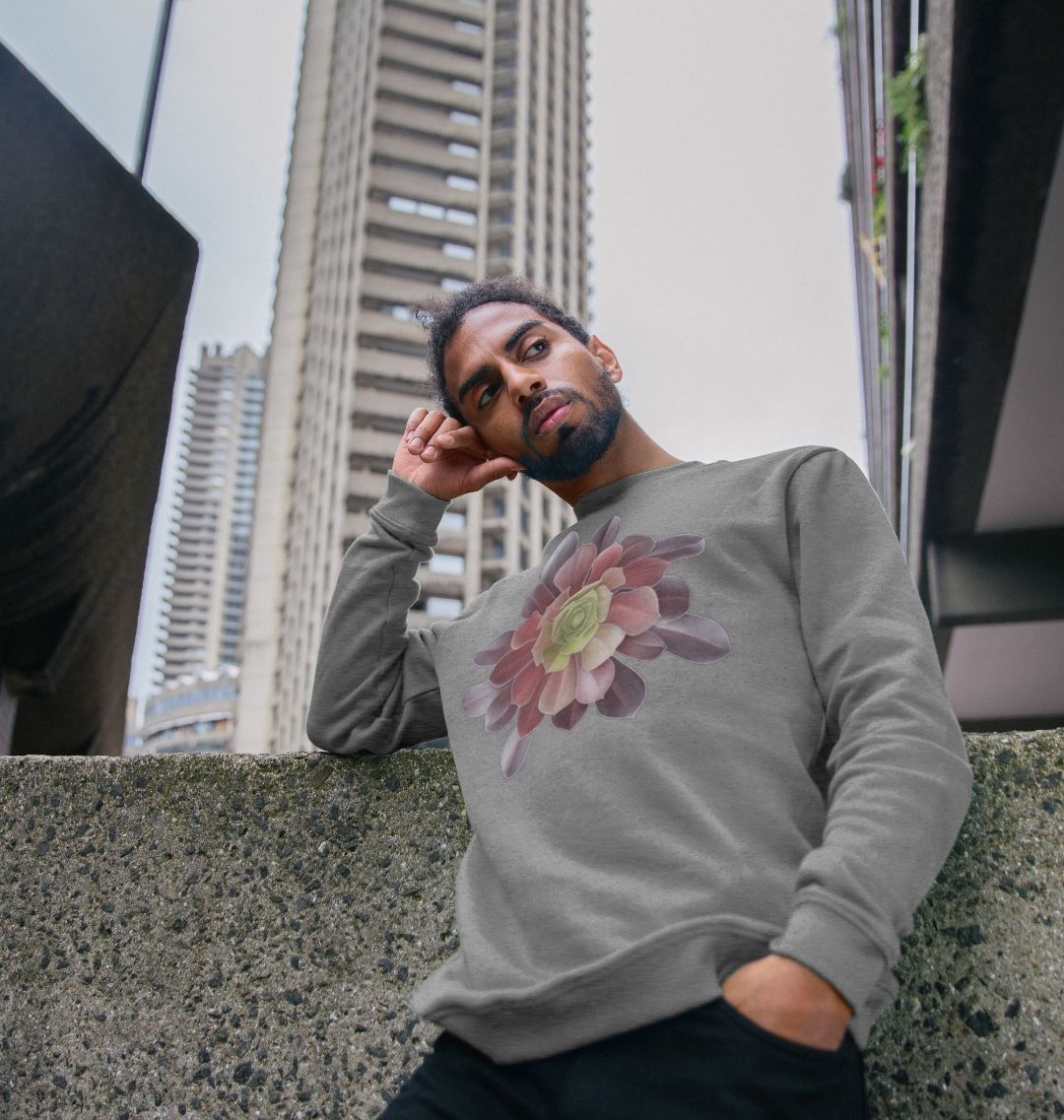 Men’s Green to purple ombré succulent sweatshirt.