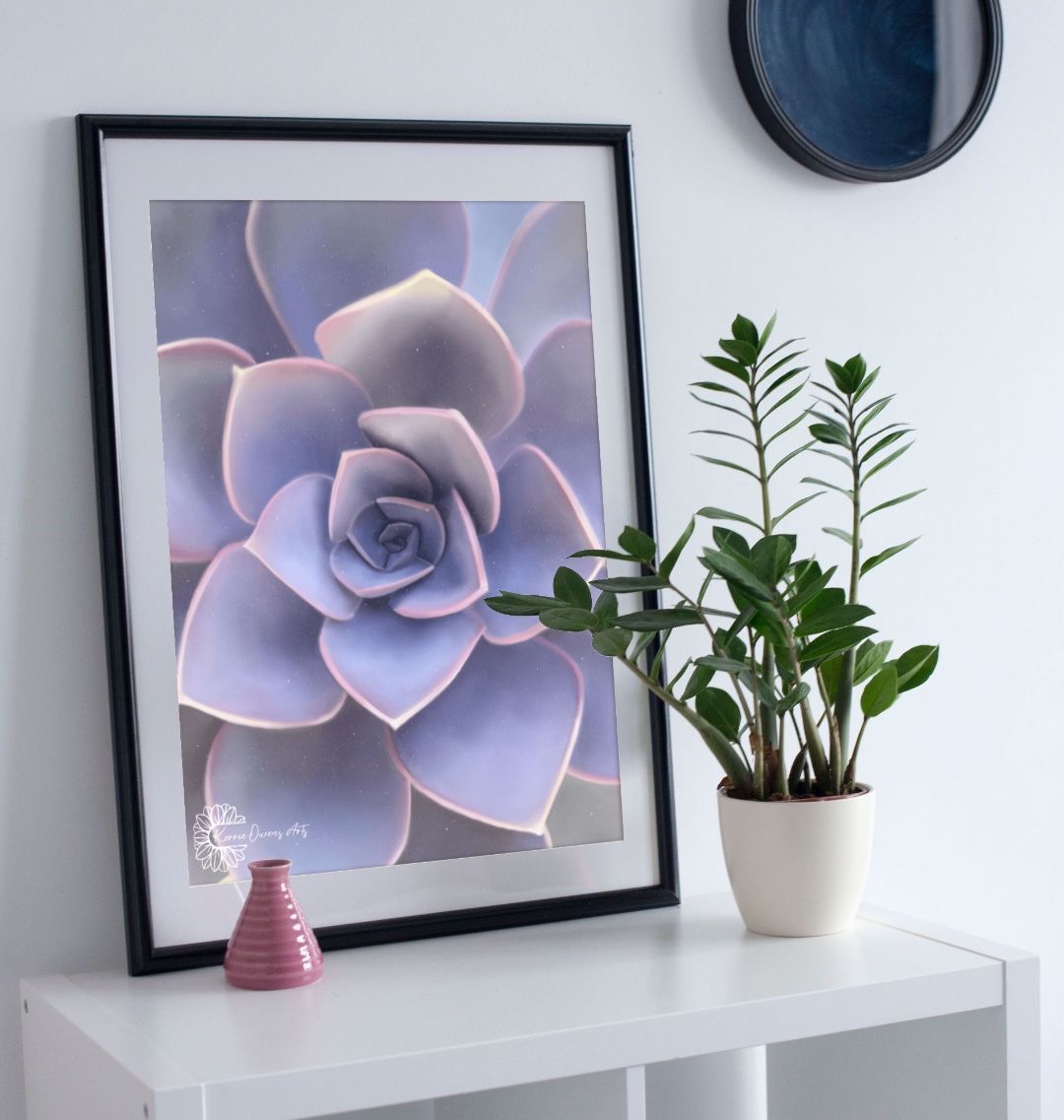 Light purple ombré succulents poster print.