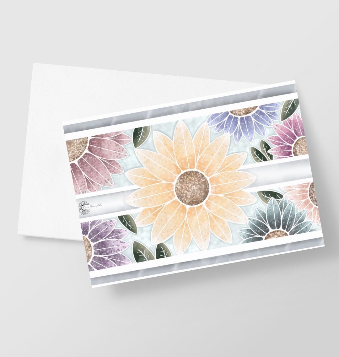 Sunflower panel greetings card.