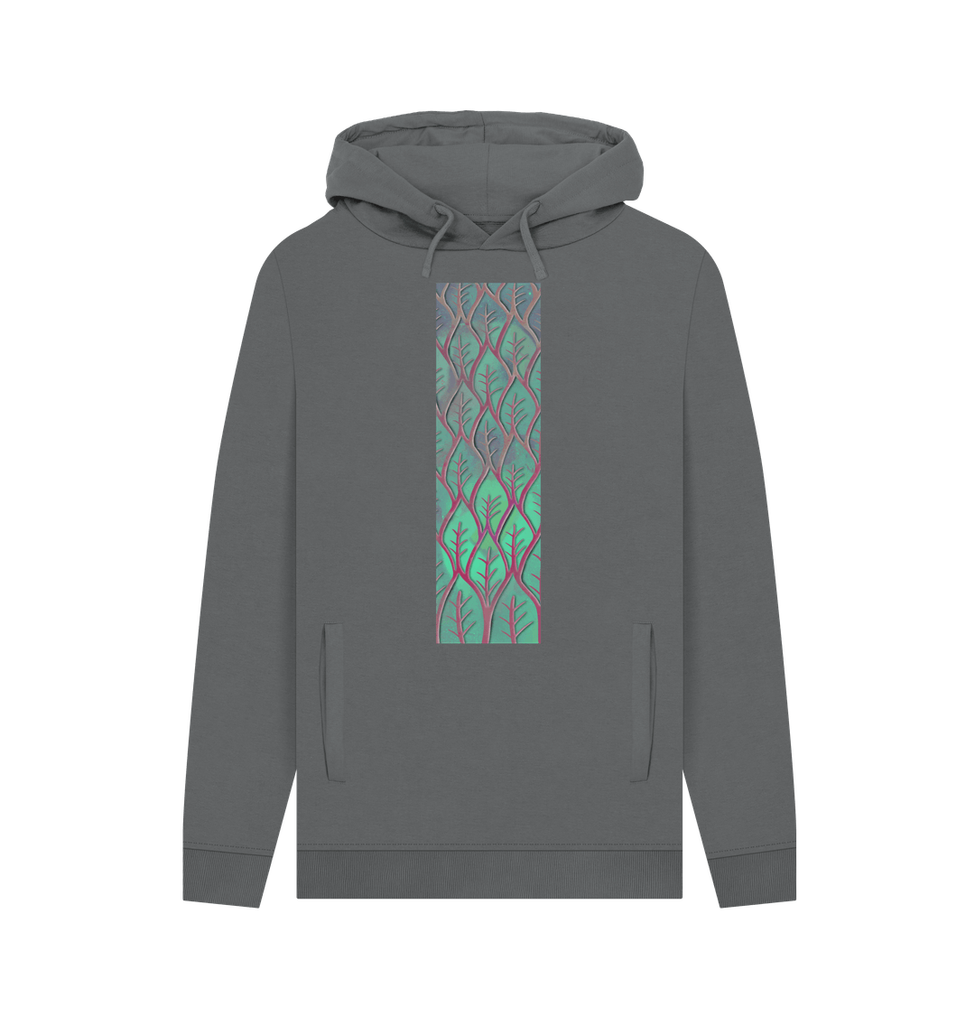 Slate Grey Unisex cosmic leaves hoodie.