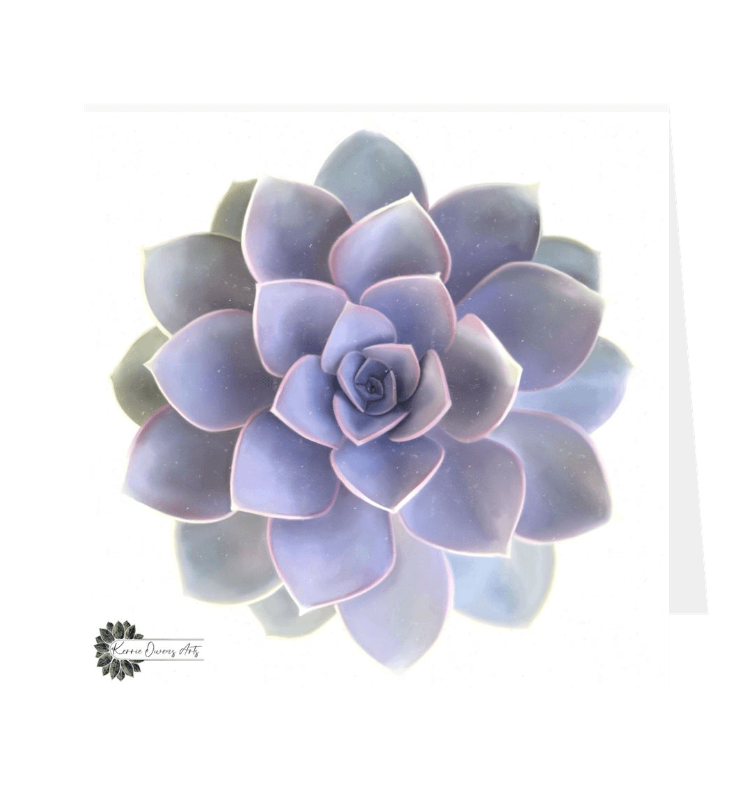 White Light purple ombr\u00e9 succulent greeting card.