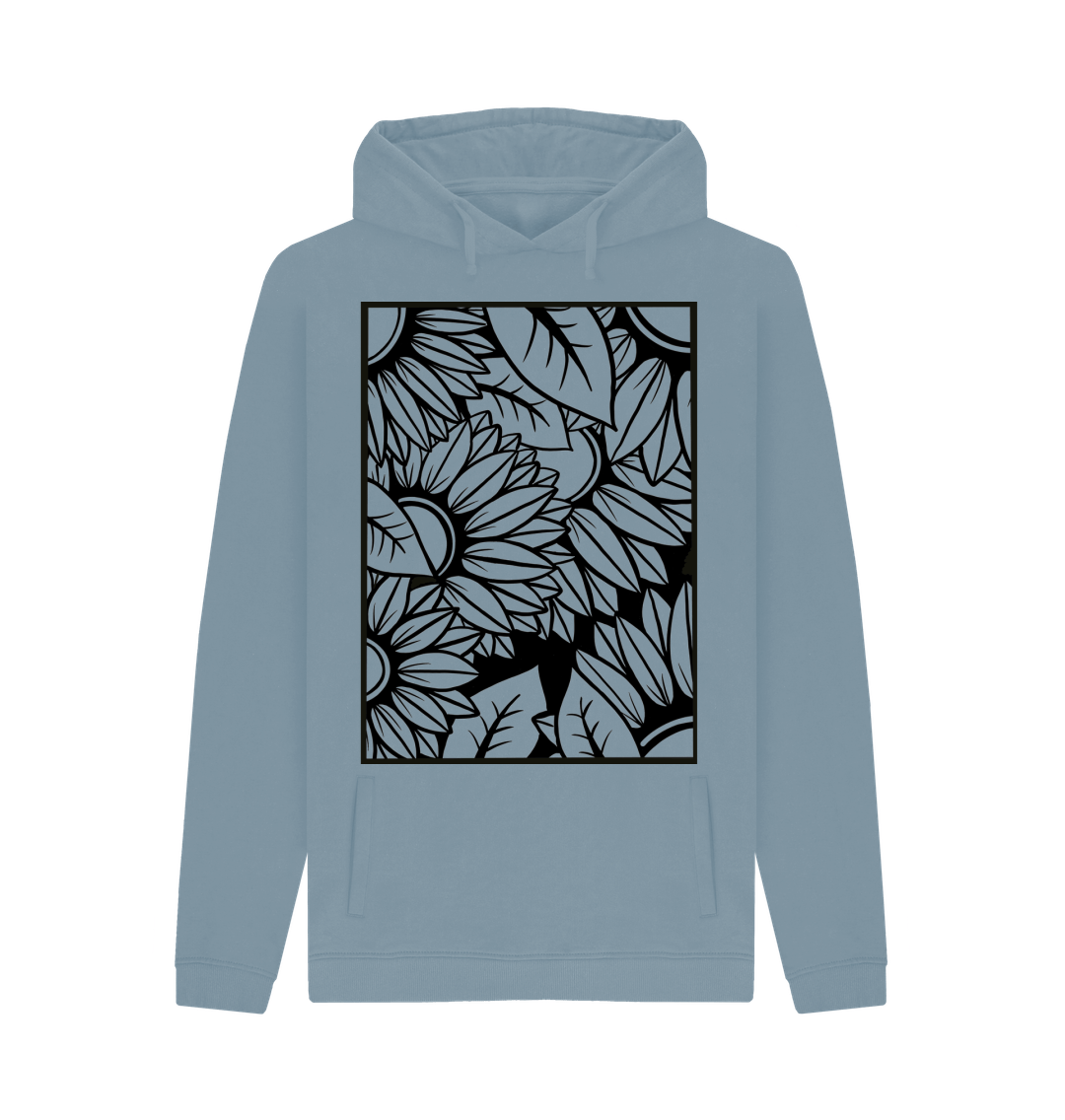 Stone Blue Printed Hoody Front
