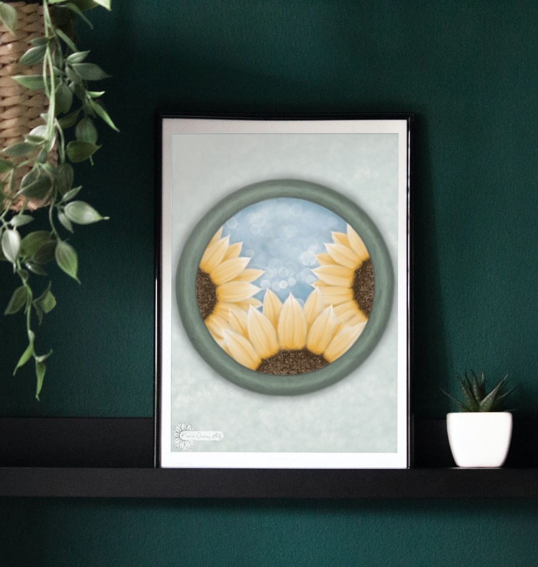 Triple sunflower poster print.