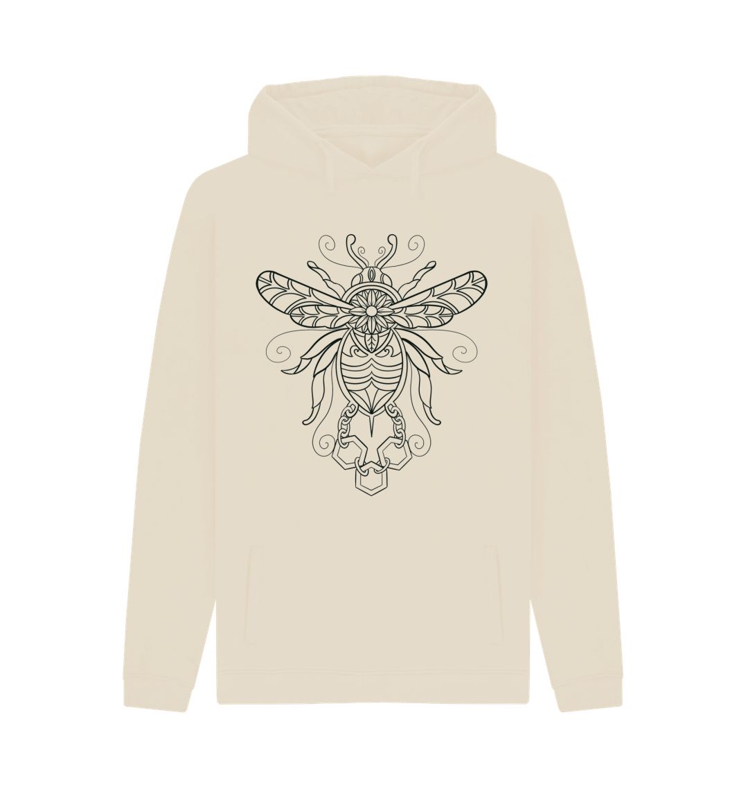 Oat Unisex black lined gilded bumblebee, hoodie.