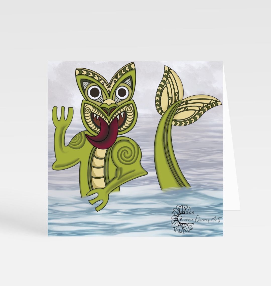 The happy Taniwha greetings card.