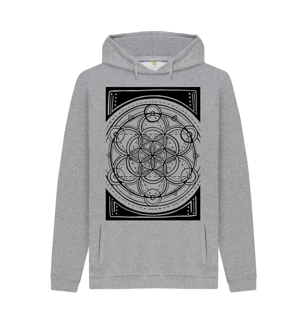 Light Heather Unisex Geometric flower of life hoodie.