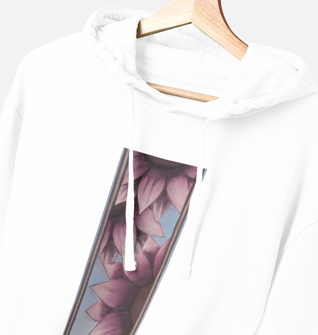 Unisex stripe of pink flowers hoodie.