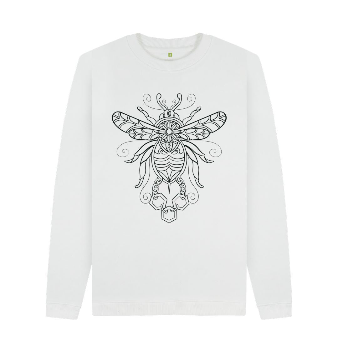 White Unisex black lined gilded bumblebee sweatshirt.