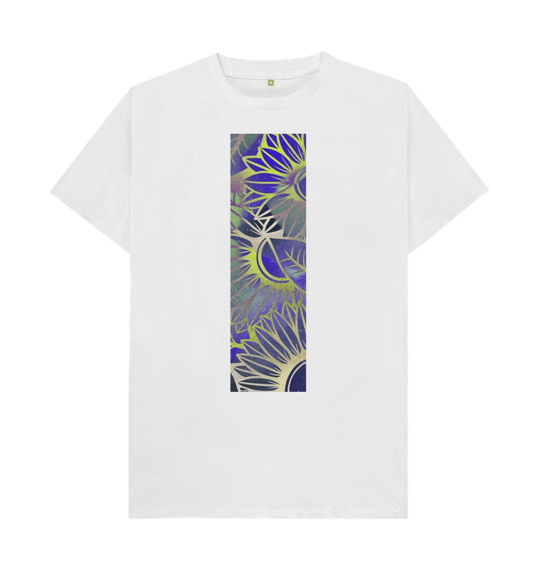 White Unisex green spectrum sunflowers T-Shirt.