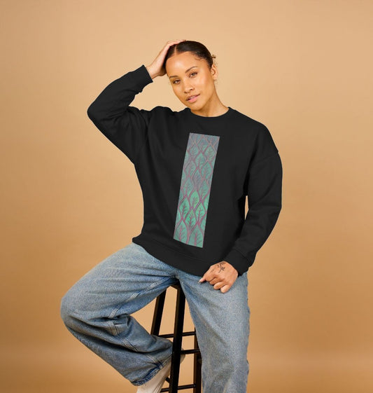 Women's cosmic leaves oversized sweatshirt.