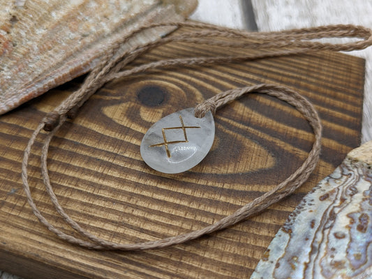 Ingwaz palm stone rune pendant.