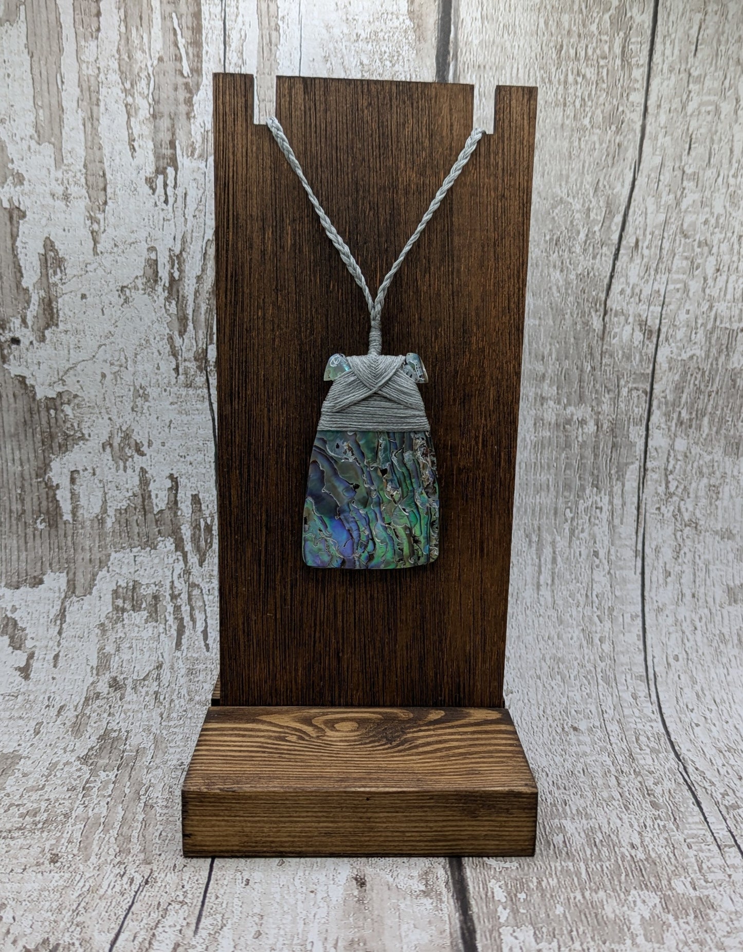 New Zealand rainbow pāua hei toki adze pendant